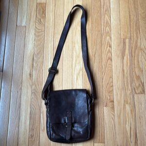 Brown Leather Purse HARBOUR‎ 2ND Marlies Flap Magnetic Crossbody Bag 30” strap